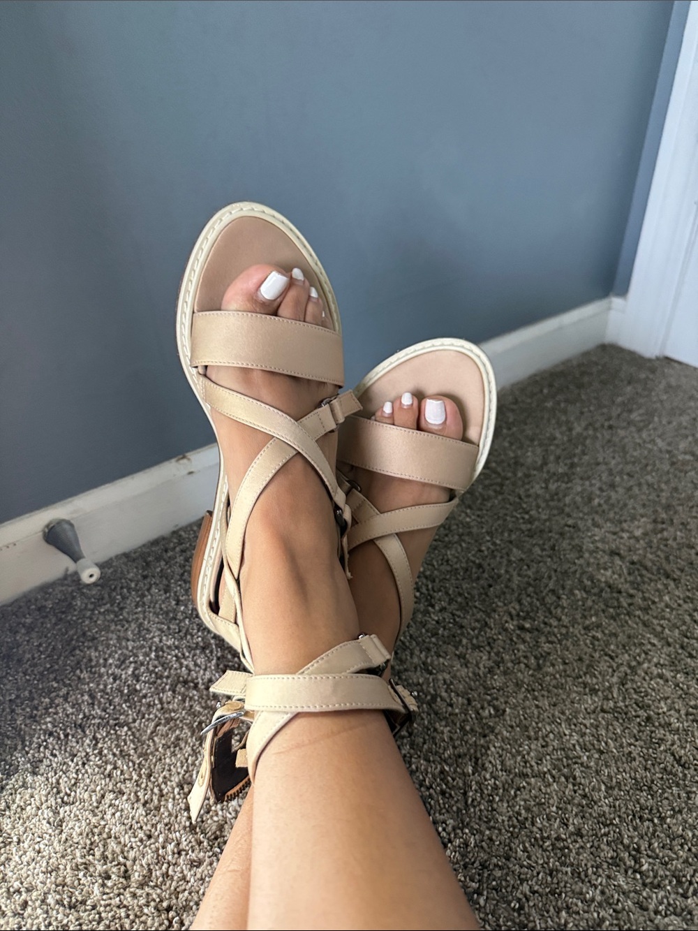 Tibi Beige Strappy Ankle Wrap Sandals - Picture 5 of 5